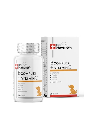 Dr. Nature's B Complex + Vitamin C Plus Köpek Vitamini Besin Takviyesi 75 Tablet