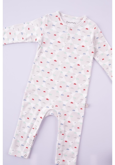 Boumini Bebek Uzun Kollu Çıtçıtlı Tulum Arabalar-gri Gri