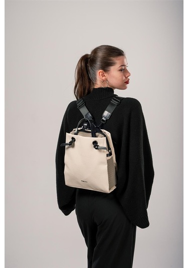 Ççs Kadın 17826 Omuz Ve Sırt Çantası Kirli Beyaz