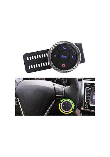 Evrensel Kayış Şekli Direksiyon Uzaktan Kumanda Araba Multimedya Kablosuz Düğme Uzaktan Kumanda Gümüş