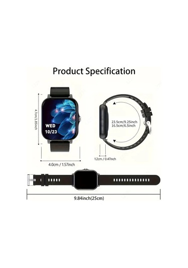 2024 Akıllı Saat 4.65cm Hd Ekran Renk Siyah