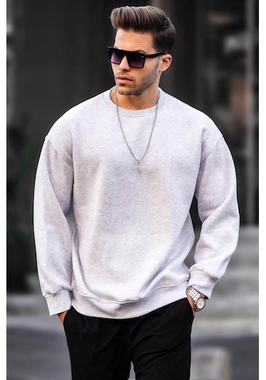Madmext Karmelanj Bisiklet Yaka Oversize Şardonlu Basic Erkek Sweatshirt 6048-karmelanj Karmelanj