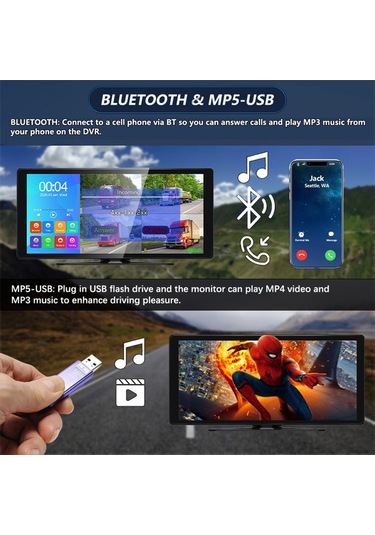 2 Adet Ahd 180 Derece Balık Gözü Kamera Dvr Dokunmatik Ekran Video Müzik 12 Volt