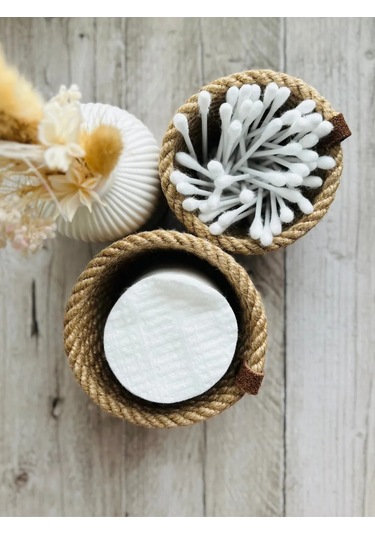 Snurocek Jütten Yapılmış Yuvarlak Küçük Saklama Sepeti Seti 438390797 Bej