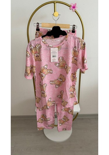 Gamzelirenklerim Ayıcıklı Kısa Kollu Pijama Takımı Pembe
