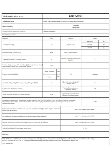 Grundig GDH 9564 Kurutma Makinesi Beyaz
