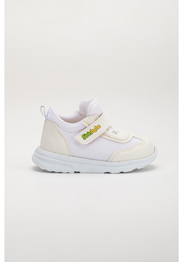 Şirinbebe Ortopedik Erkek Bebek İlk Adım Spor Ayakkabı Beyaz Cırtlı Anorak Malzeme-3705 Beyaz