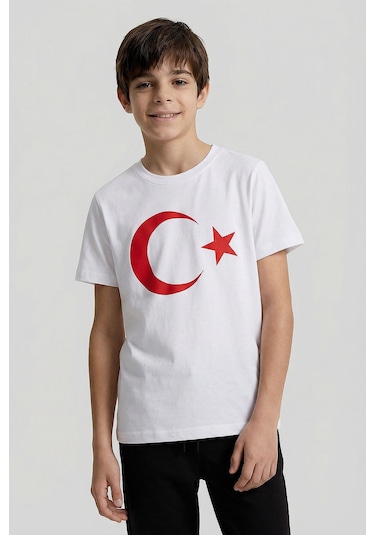 Tommy Life Beyaz Ay Yıldız Baskılı Unisex T-shirt - 11333