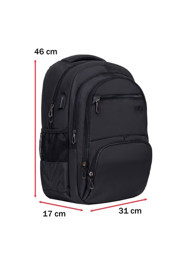 Dada Çok Bölmeli Siyah Okul Sırt Çantası Usb Soket 15,6 İnç Su Geçirmez Oxford Kumaş