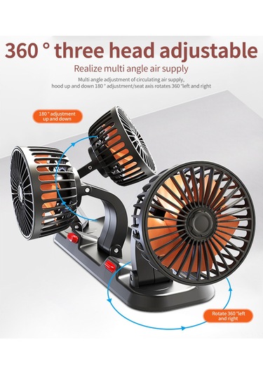 Springsun 3 Başlıklı Araç İçi Usb Fan: Güçlü Rüzgar, Düşük Ses, 360 Ayarlanabilir, Gizli Koku Kutusu, Park Kartı Dahil