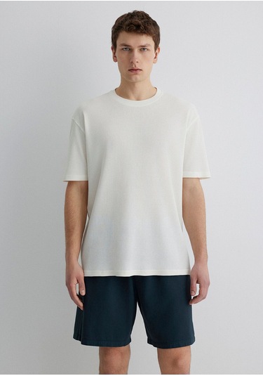 Mavi Erkek Kısa Kol Tişört Kırık Beyaz 0612724-70057 Beyaz