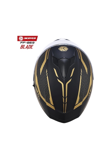 Scoyco FF-869 Blade Güneş Vizörlü Kapalı Kask Gold - Mat Siyah