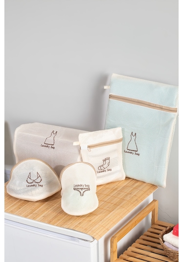 Porsima 3131 5 Parça Çamaşır Yıkama Filesi Fermuarlı Bölmeli Yıkama Filesi Renkli