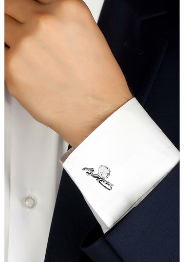 Midyat Nurtaş Gümüş Mustafa Kemal Atatürk 925 Ayar Gümüş Kol Düğmesi