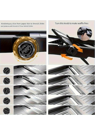 Dashanshop Temmys Manuel Sebze Doğrayıcı Ve Kesici With Brush Gloves Ayarlanabilir Paslanmaz Çelik Bıçaklar Mutfak Rendesi Meyve Patates Soğan 1 Parça