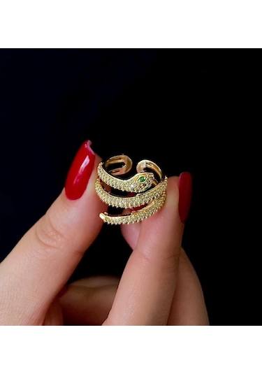 Kadın Ayarlanabilir 3 Sıra Yılan Yüzük Çok Renkli