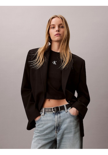 Calvin Klein Kısa Kollu Logolu Kısa Kadın Siyah T-shirt Lv047ab213-ub1 Siyah