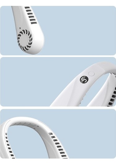 Taşınabilir Boyunlu Fan Eller Serbest Yapraksız Fan 4971 Beyaz