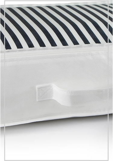 5'li Set Düzenleyici Yorgan Hurcu Lacivert Çizgili 53x44x20 Lacivert