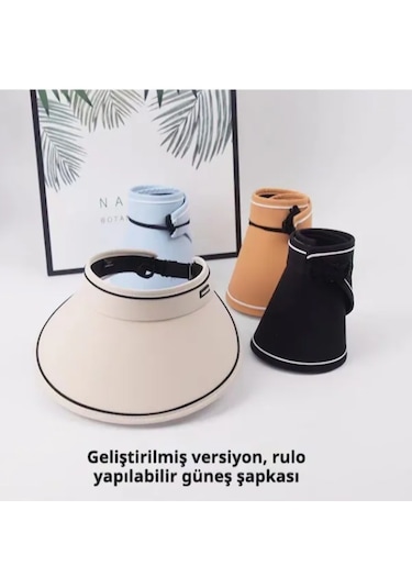 Snapbuy Uv Korumalı Yazlık Kadın Vizör Şapka, Katlanır, Şık Ve Kullanışlı Naturel