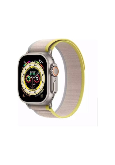 Apple Uyumlu  Watch Se, Ultra 2, 9, 10 Trail Loop Kordon - 42/44/45/49mm - Sarı Gri