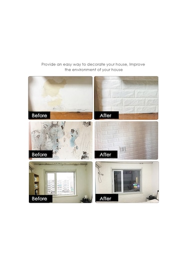 Hombey 3d Pe Köpük Duvar Sticker, Bezelye Desenli, Çocuk Odası/salon İçin, Çarpma Engelleyici, Su Geçirmez, Kendinden Yapışkan, Beyaz 8 Çok Renkli