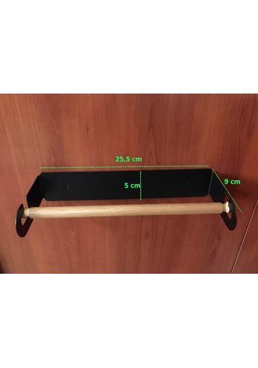 Lazer Kendinden Yapışkanlı Kağıt Havluluk Tahta Kancalı Mat Siyah Siyah