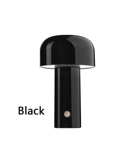 Siyah İtalyan Mantar Masa Lambası Taşınabilir Kablosuz Dokunmatik Şarj Edilebilir Gece Lamb Usb Masa Lambası Gece Lambası 56897102 Siyah