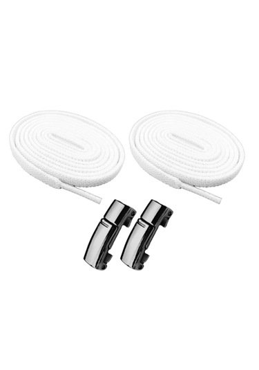 Elastik Beyaz Akıllı Kilitli Bağcık Mıknatıslı Tak Bırak 100 Cm