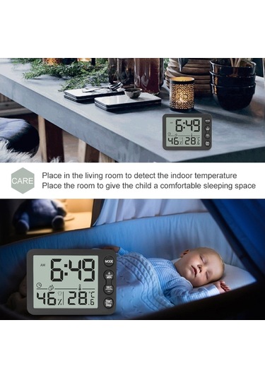 Ts-9606-wb Geniş Ekran Alarm Zamanlayıcı Sıcaklık Nem Ölçer Beyaz Siyah Beyaz + Siyah