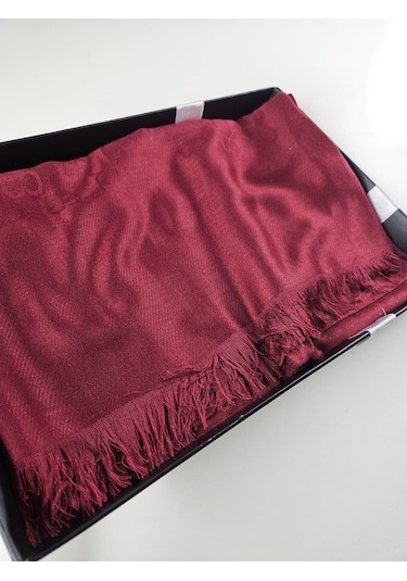 Miorel Scarfs G Desen Çift Taraflı Kaşmir İpek Şal 4 Mevsim Soft Pamuklu Şal Bordo