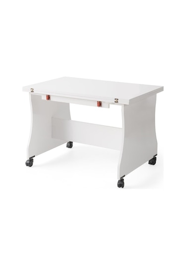 Bade Tekerlekli Açılır Orta Sehpa 60 95cm Demonte Beyaz