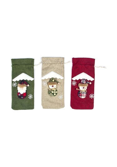 Qingmipy Noel Şarap Flaske Kılıfı, Santa Ve Kar Tanesi Desenli, Ayarlanabilir Kapanma, Noel Partisi Dekorasyonu, Hediye Çantası Kırmızı, 31 14cm