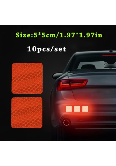 Turuncu 10 Adet Araba Tampon Yansıtıcı Güvenlik Şeridi Çıkartmaları - Gece Sürüş Güvenliğinizi Ve Stilinizi Geliştirin A-16