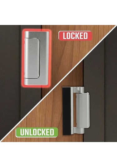 Willowhaven Taşınabilir Delme İşlemi Gerektirmeyen Alüminyum Hırsızlık Önleyici Kapı Kilidi Aksesuarlı Siyah