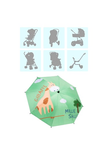 Suntek Bebek Arabası Şemsiyesi Kelepçeli Seyahat Yaz Zürafa Zürafa Çok Renkli