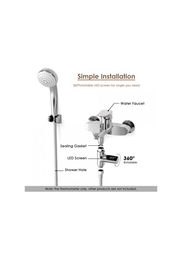 Led Dijital 5 85 C Duş Termometresi Kendiliğinden Üretilen Gerçek Zamanlı Su Akış Sıcaklık Monitörü 360 Dönmeye Sahip Ekran İle Çocuklar, Yaşlılar Ve Evcil Hayvanlar İçin Diğer