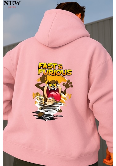 Fast Furıous Baskılı Sweatshirt Pembe