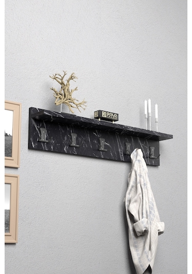 Askılık Duvar Elbise Askılığı Portmanto 80 Cm Bendir Düz Siyah