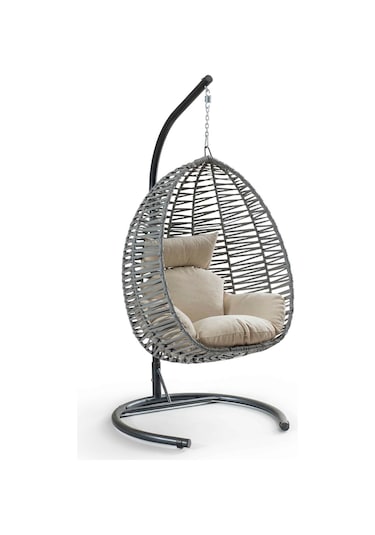 Eymense Class Rattan Salıncak Gri Krem