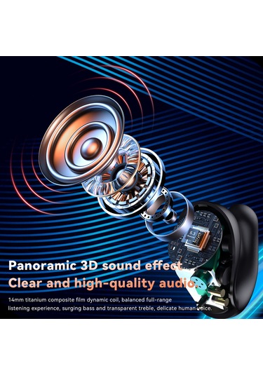 Qingmipy Siyah-kırmızı Q92 Bluetooth 5.3 Kulaklık - 5 Saat Müzik Süresi, 10m Menzil, 13mm Hoparlör