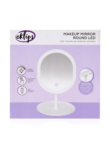 Eklips 3 Renk Led'li Taşınabilir Şarjlı Işıklı Oval Makyaj Aynası Beyaz