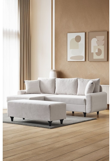 Kagu Corner Flavia Köşe Takımı Puflu Ekru