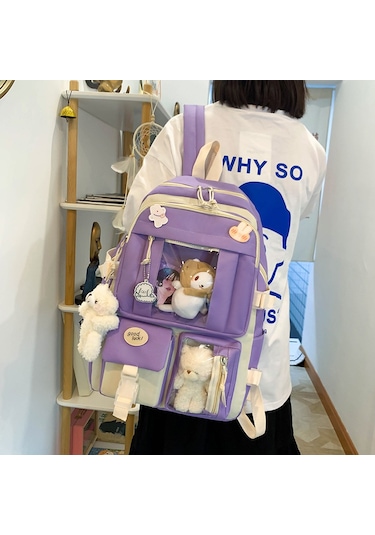 Sımıcg Öğrenci Büyük Kapasiteli Okul Çantası 5 Adet Mor