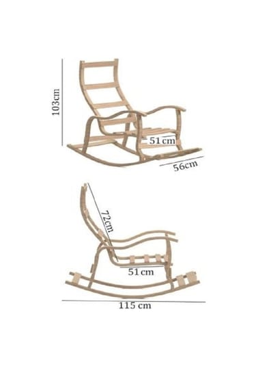 Enda Home Mosso Çift Minderli Ahşap Sallanan Sandalye Tv Baba Koltuğu Dinlenme Koltuğu Petrol Yeşili - Krem