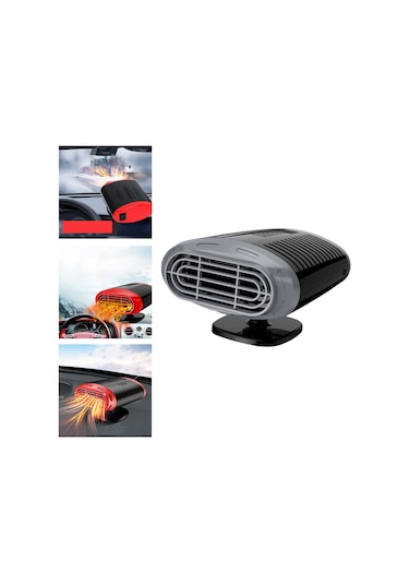 Suntek 120w 360 Dönebilen Isıtma Soğutma 2 Dişli 12 V Oto Isıtıcı Fanı Gri