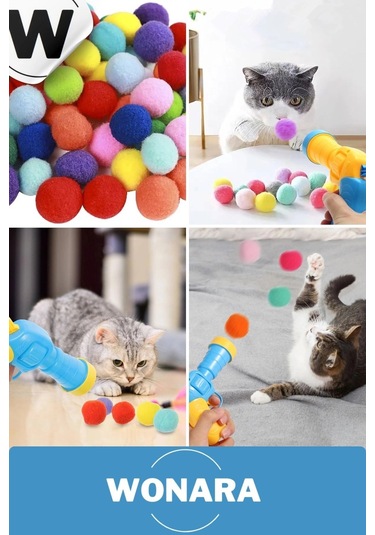 Özel Tasarım Evcil Hayvan Eğlenceli Top Atan Tabancalı Hareketli İnteraktif Kedi Oyuncağı Seti