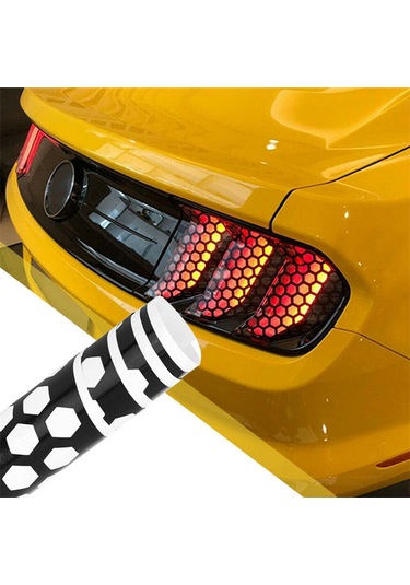 Singree Evrensel Araç Stop Lambası Sticker - Siyah Pvc Bal Peteği Desenli Yapışkanlı