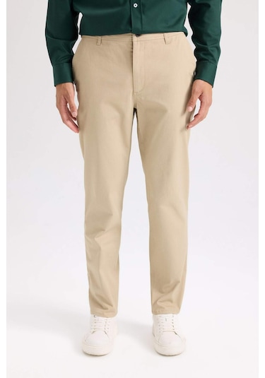 DeFacto Regular Fit Normal Kesim Yazlık Düz Paça Chino Kanvas Pantolon D7349AX25SPBG193