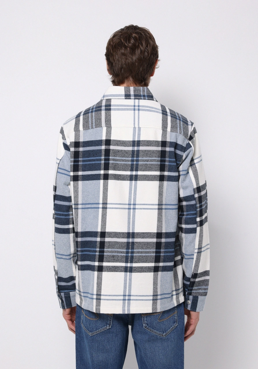 Colins Comfort Fit Shirt Neck Ekoseli Erkek Mavi Shacket Cl1076730 Q1.v1 Ble Mavi